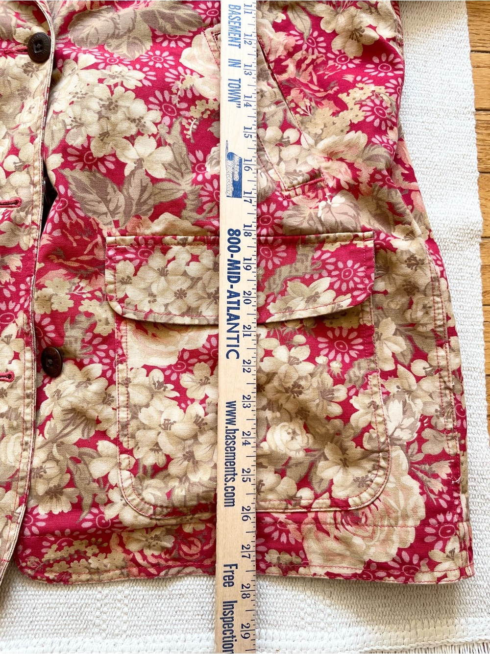 LL Bean Vintage Red Floral Chore Coat Women’s L Cottagecore Barn Jacket - Picture 7 of 7